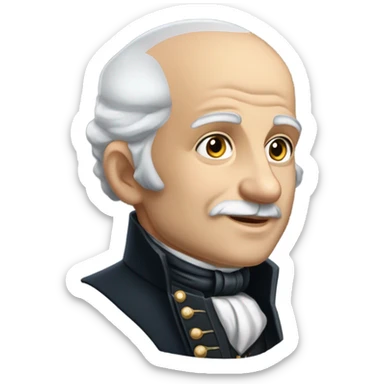 Ivan Kharytonenko, a famous Ukrainian philanthropist from Sumy. The emoji should depict him with a kind and noble expression, bald head and a grey sideburns, and dressed in elegant 19th-century attire—such as a dark frock coat and a high-collared shirt. Include subtle details that reflect his status as a patron, such as a small book or a symbolic gesture of generosity (e.g., holding a coin or extending a hand) sticker