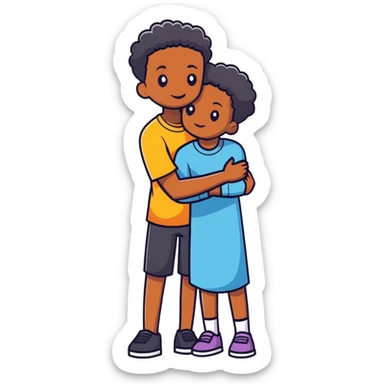 Black Brother and sister hugging sticker