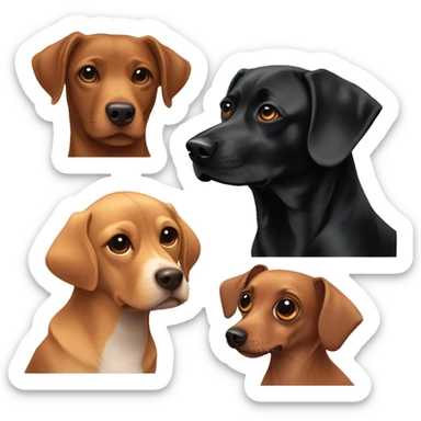 Black lab and red dachshund and brown chihuahua sticker