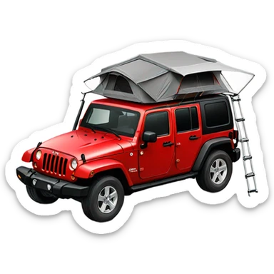 roof top tent on a red jeep wrangler  sticker