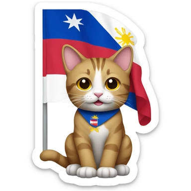Cat holding Philippines flag sticker