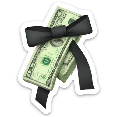 money with bow sticker