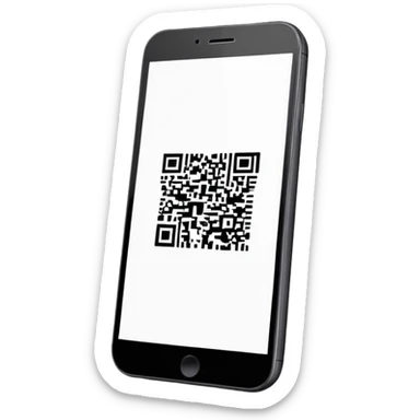 smartphone with QR code displayed on screen sticker