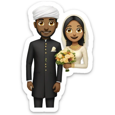 Black and Desi Muslim wedding sticker
