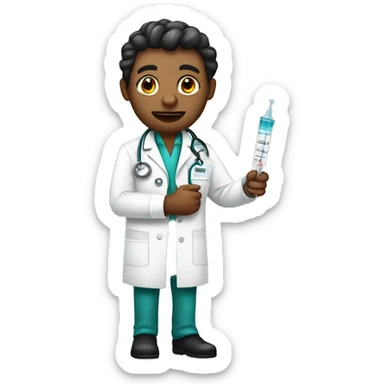 doctor with syringe sticker