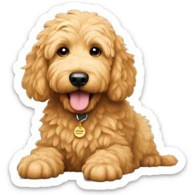 Adorable gold coloured goldendoodle  sticker