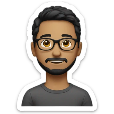 boy with short black hair, round glasses and black short beard  sticker