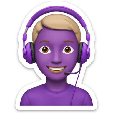 listen to music in purple headphone and smile sticker