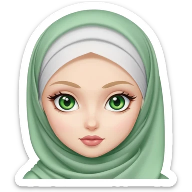 pretty bratz baddie, pale skin, hijabi, green eyes sticker