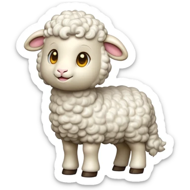 cinematic-[lamb]-realistic-full-body-standing-emoji,-tail-flicking-lazily,-head-tilted-dramatically,-curly-[white]-fur,-simplified-yet-realistic-focused-features,-highly-detailed,-glowing-with-an-almost-sarcastic-glow sticker