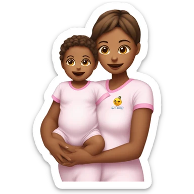 Baby girl and mum wearing matching onesies sticker