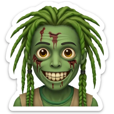 zombie with dreads with braces smiling  sticker