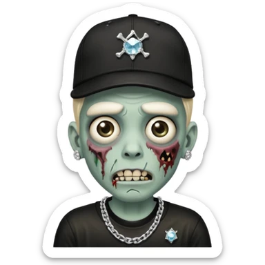 Zombie con gorra de los Dodgers negra y cadena diamantada  sticker
