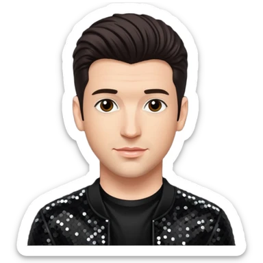 JC Chasez from 'N Sync with dark brown hair, black sequin outfit, light skin sticker