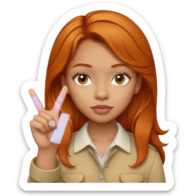 Lightskin girl with ginger hair holding up middle finger  sticker