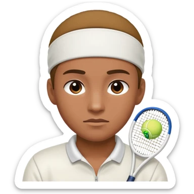 Tennis player with white sweatband sticker