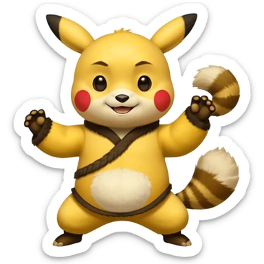 Pickachu with Kung fu panda po sticker