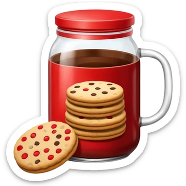 Haz un tarro de galletas y que en el interior contenga varias galletas que la base sea roja con pepitas de chocolate blanco sticker