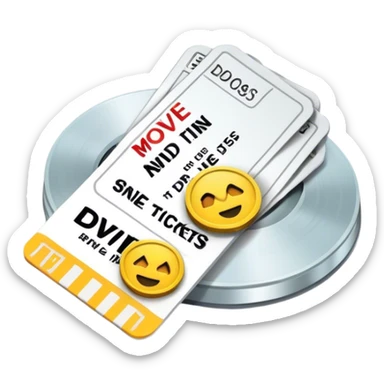 Movie tickets, streaming buttons, DVD discs  sticker