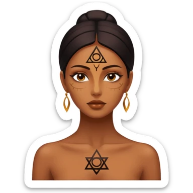 Dark oil traced over woman’s skin forming occult symbols, sensual devotion sticker