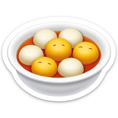 Suzhou sweet glutinous rice balls with filling, simplified emoji style with bold outlines and bright colors, cartoon style Chinese tangyuan dessert sticker
