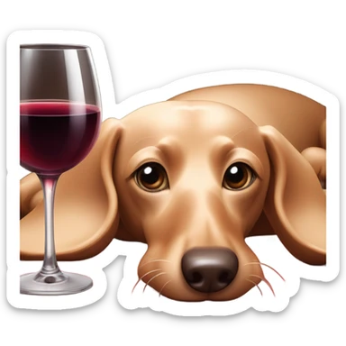 sausage dog cream with glass of wine sticker