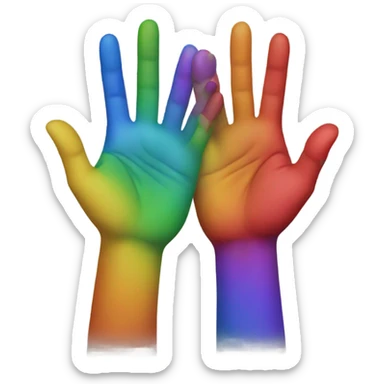 Two hands and between them rainbow  sticker