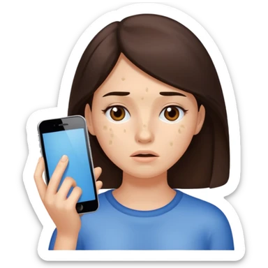 brunette woman with lots of acne sticker