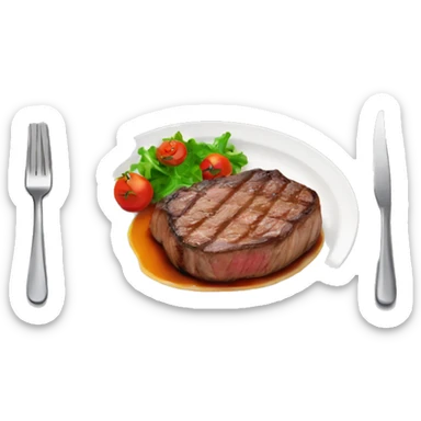 Yummy steak with rise on plate  sticker