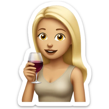 blonde girl sipping wine sticker