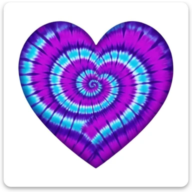 purple heart with a tie-dye pattern sticker