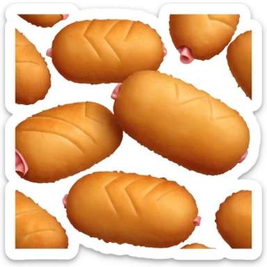 Cinematic Realistic Croquetas Dish Emoji, showcasing crispy, creamy croquettes filled with ham or chicken rendered with lifelike textures and appetizing, dynamic lighting. sticker