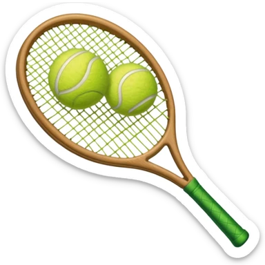 Tennis racket with a green tennis ball sticker