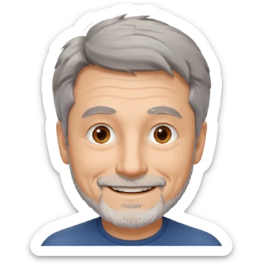 homme 60 ans cheveux gris court et décoiffés petite barbe sourir sticker