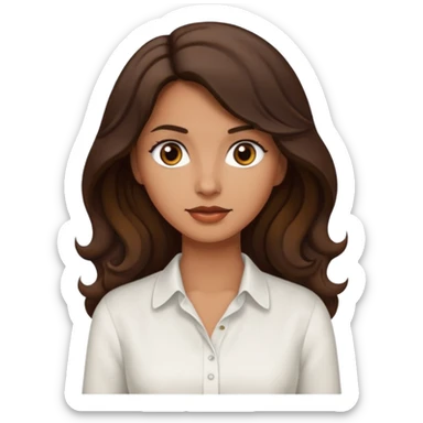 mujer trigueña ,  pelo ondulado,  pelo largo  color marron oscuro, ojos marrones oscuros sticker