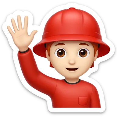 red blood cell with a small hand raised saying goodbye sticker