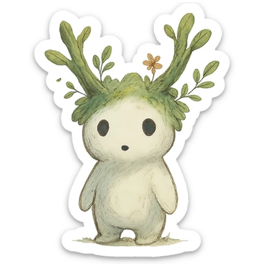 whimsical forest spirit sticker