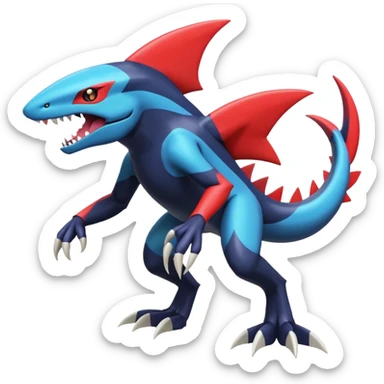 Meloetta-Guilmon-Garchomp-Sharpedo-Darkrai-Pokémon-Fakémon-fusion-hybrid-creature sticker