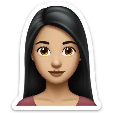 Realistic Beautiful Spanish girl brown eyes straight very long dark black hair  sticker