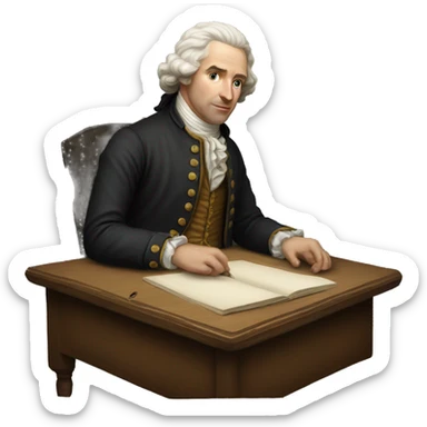 white man writer on table 18 century sticker