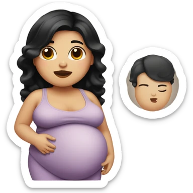 Chubby pregnant woman with black hair sticker