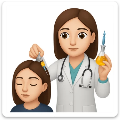 A female doctor who is doing PRP injections, add a patient sticker