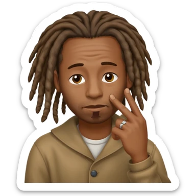Black man with dreads wiping his nose perpendicular with index finger sticker