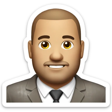 fat italian business man, with brown buzz cut and a stubbled beard. sticker