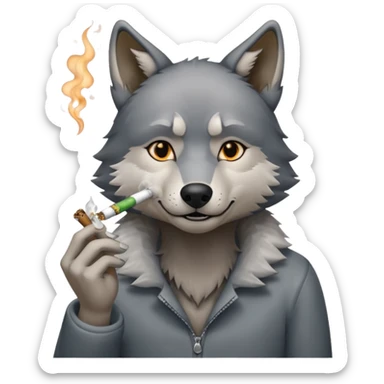 Loup qui fume un joint sticker