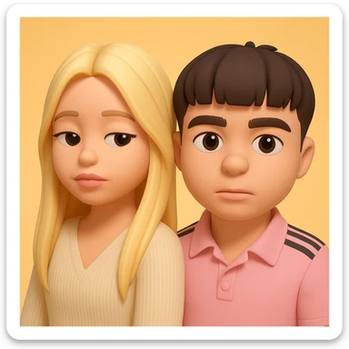 Combine these two images into one 3D emoji style composition with the images as two separate figures, maintaining noticeable space between them, in a unified cartoon style without altering the original images themselves. sticker