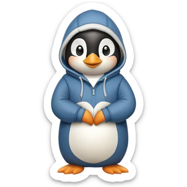 friendly anthropomorphised penguin in a hoodie and jeans standing with arms folded, smiling sticker