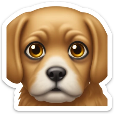 Un emoji de una perrita pekinés pequeña y de color caramelo con la nariz pequeña y ojos grandes  sticker