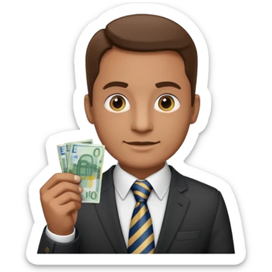 AN UNCLE with a tie in business clothes and with euro money
 sticker