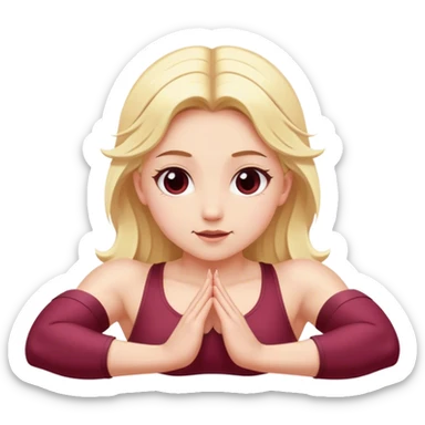 angelic blonde girl stretching in Burgundy  gym  sticker